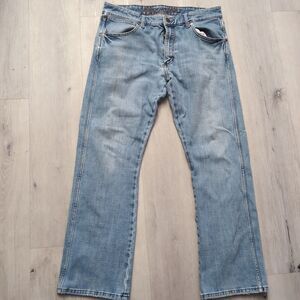 Wrangler Retro Jeans Slim Boot Mens 34 Western Cowboy Denim Bootcut Distressed